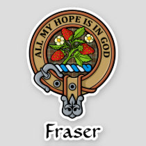 Clan Fraser Crest over Weathered Hunting Tartan Sticker