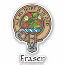 Clan Fraser Crest over Weathered Hunting Tartan Sticker