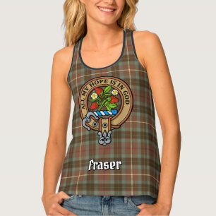 Clan Fraser Crest over Weathered Hunting Tartan Tank Top