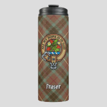 Clan Fraser Crest over Weathered Hunting Tartan Thermal Tumbler
