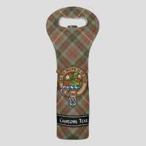 Clan Fraser Crest over Weathered Hunting Tartan Wine Bag