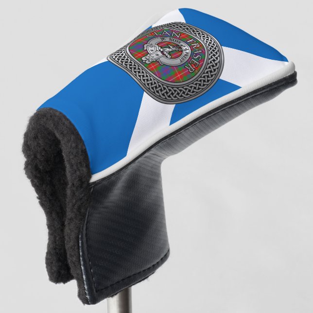 Clan Fraser Crest & Tartan Knot Golf Head Cover (3/4 Front)