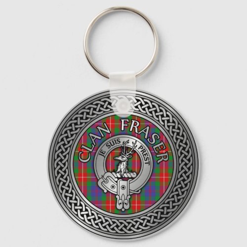 Clan Fraser Crest  Tartan Knot Keychain