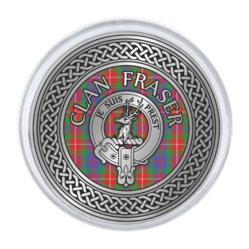 Clan Fraser Crest  Tartan Knot Silver Finish Lapel Pin