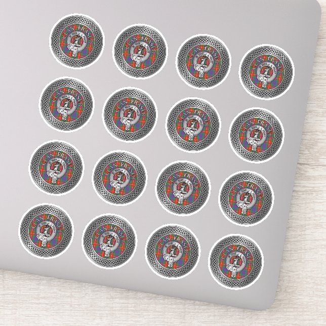 Clan Fraser Crest & Tartan Knot Sticker (Detail)