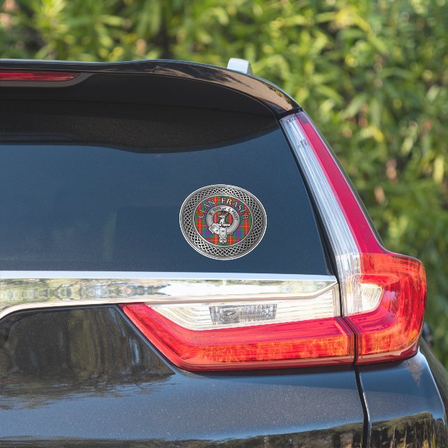 Clan Fraser Crest & Tartan Knot Sticker (Car Side)