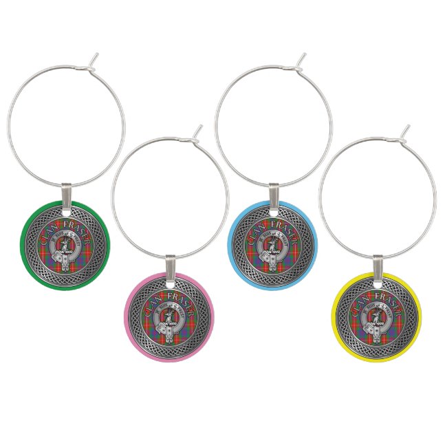 Clan Fraser Crest & Tartan Knot Wine Charm (Staggered)