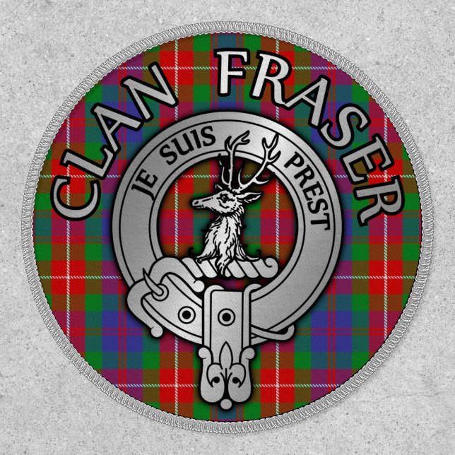 Clan Fraser Crest & Tartan Shield Patch (Front)