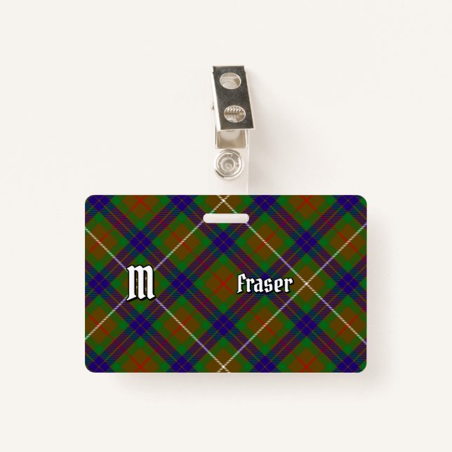Clan Fraser Hunting Tartan Badge (Front with Clip)
