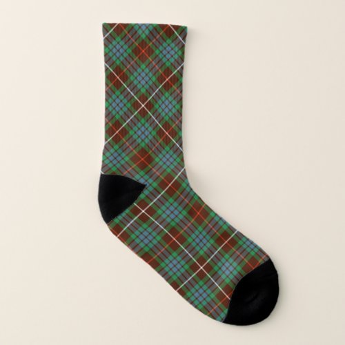 Clan Fraser Hunting Tartan Brown and Green Plaid Socks