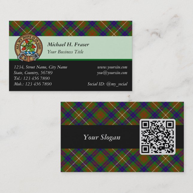 Clan Fraser Hunting Tartan Business Card (Front/Back)