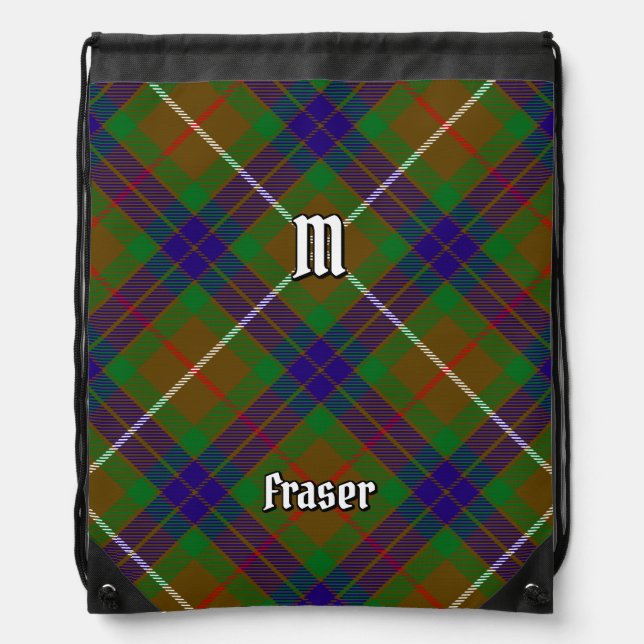 Clan Fraser Hunting Tartan Drawstring Bag (Front)