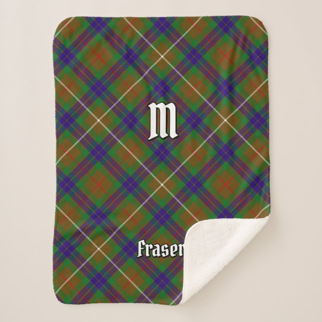 Clan Fraser Hunting Tartan Sherpa Blanket (Front)