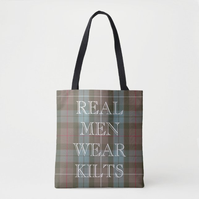 Clan Fraser Hunting Tartan Weathered Custom Text Tote Bag (Front)