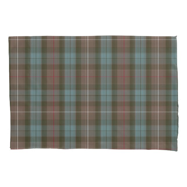 Clan Fraser Hunting Tartan Weathered Pillow Case (Front)