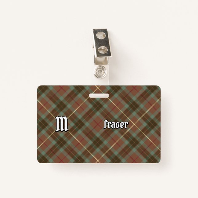 Clan Fraser Hunting Weathered Tartan Badge (Front with Clip)
