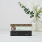 Clan Fraser Hunting Weathered Tartan Business Card (Standing Front)