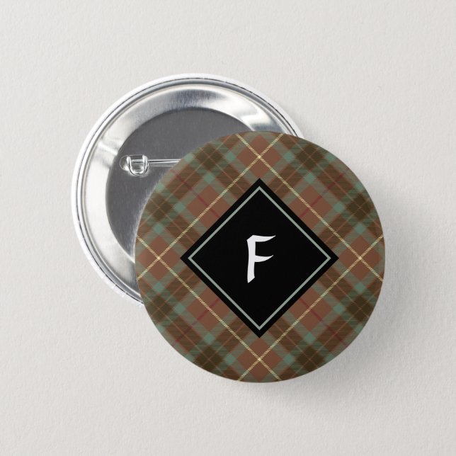 Clan Fraser Hunting Weathered Tartan Button (Front & Back)