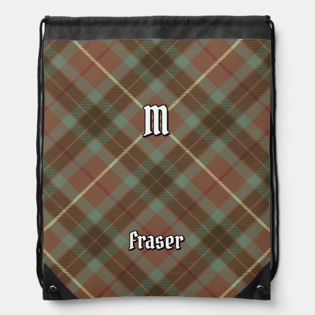 Clan Fraser Hunting Weathered Tartan Drawstring Bag (Front)
