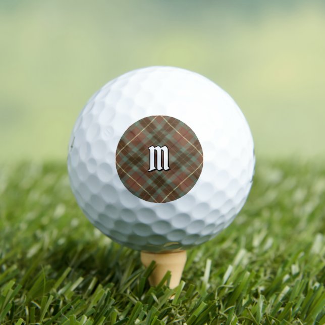 Clan Fraser Hunting Weathered Tartan Golf Balls (Insitu Tee)