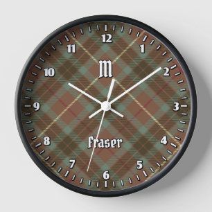 Clan Fraser Hunting Weathered Tartan Large Clock