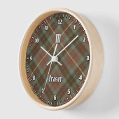 Clan Fraser Hunting Weathered Tartan Large Clock (Angle)