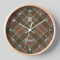 Clan Fraser Hunting Weathered Tartan Large Clock