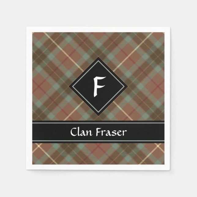 Clan Fraser Hunting Weathered Tartan Napkins (Front)