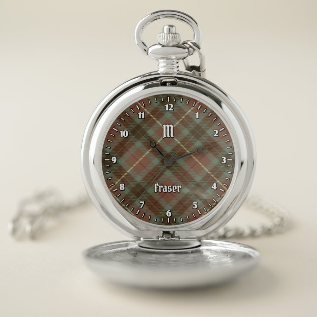 Clan Fraser Hunting Weathered Tartan Pocket Watch (Inside)