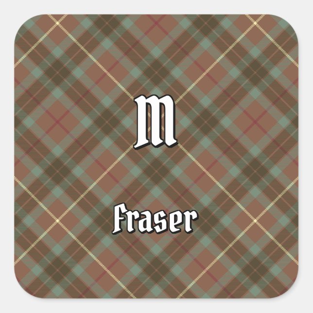 Clan Fraser Hunting Weathered Tartan Square Sticker (Front)