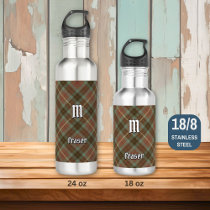 Clan Fraser Hunting Weathered Tartan Stainless Steel Water Bottle