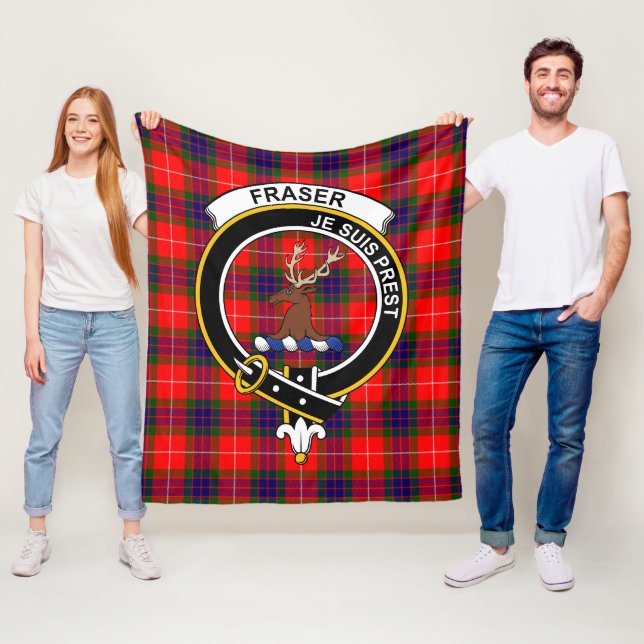 Clan Fraser Modern Of Lovat Tartan Plaid Fleece Blanket (In Situ)
