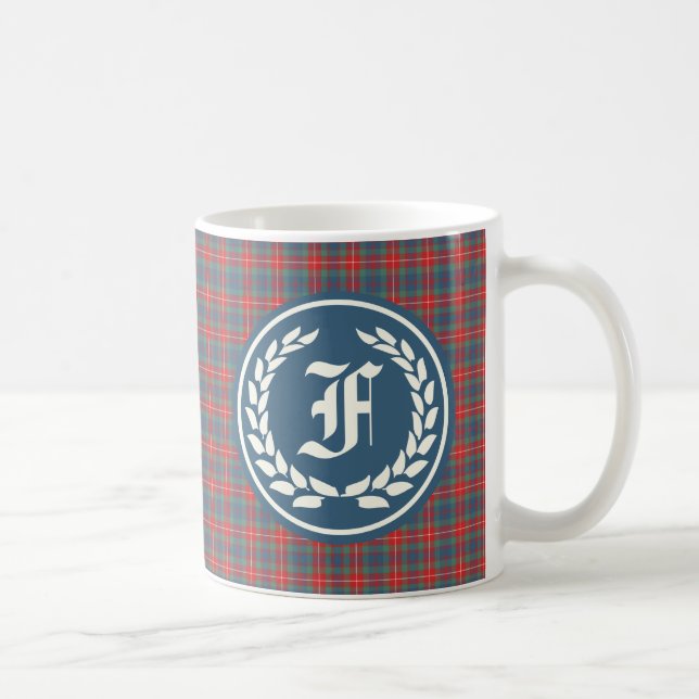 Clan Fraser of Lovat Ancient Tartan Monogram Coffee Mug (Right)