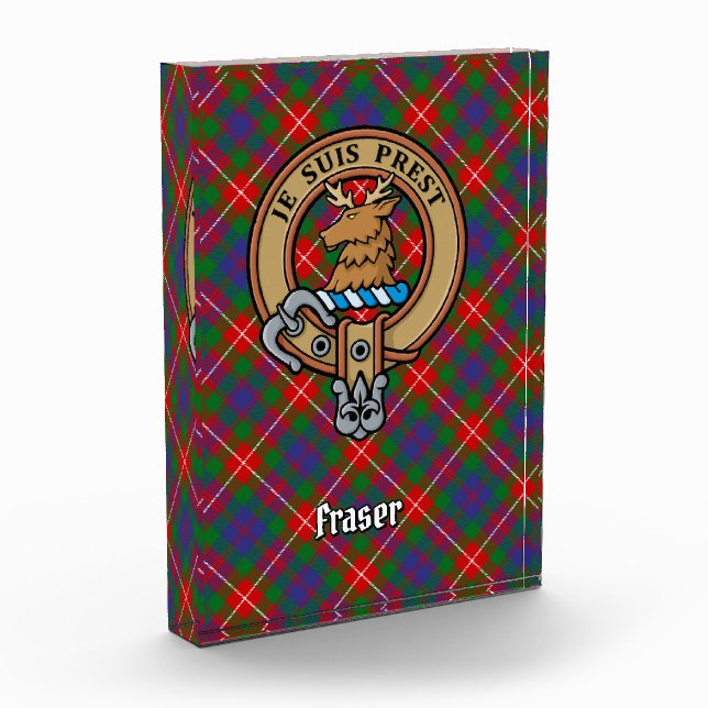 Clan Fraser of Lovat Crest over Tartan Acrylic Award (Left)