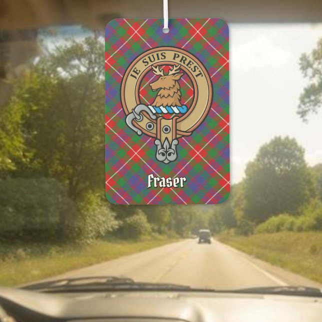 Clan Fraser of Lovat Crest over Tartan Air Freshener (Creator Uploaded)