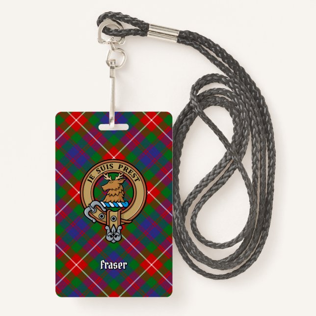 Clan Fraser of Lovat Crest over Tartan Badge (Front with Lanyard)