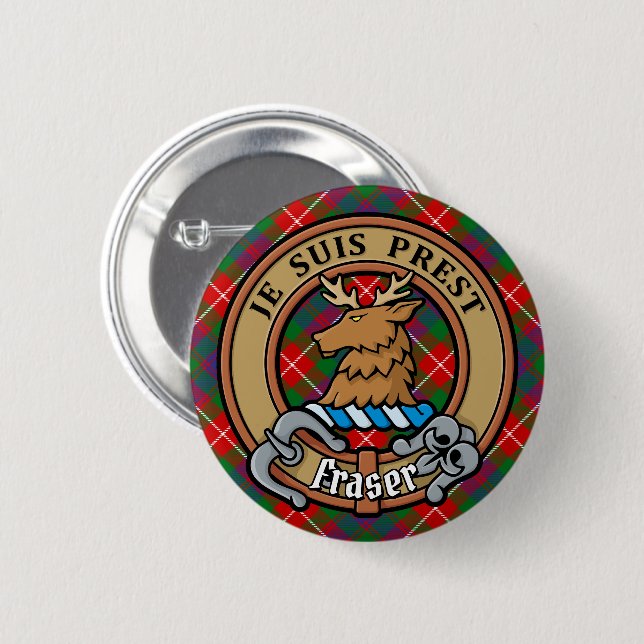 Clan Fraser of Lovat Crest over Tartan Button (Front & Back)