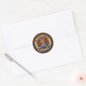 Clan Fraser of Lovat Crest over Tartan Classic Round Sticker (Envelope)