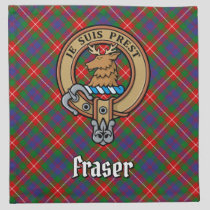 Clan Fraser of Lovat Crest over Tartan Cloth Napkin