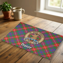 Clan Fraser of Lovat Crest over Tartan Cloth Placemat