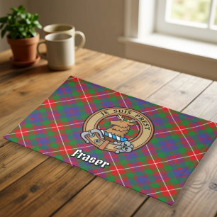 Clan Fraser of Lovat Crest over Tartan Cloth Placemat