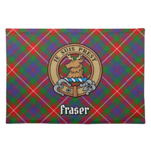 Clan Fraser of Lovat Crest over Tartan Cloth Placemat