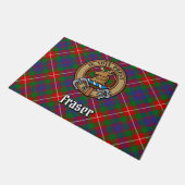 Clan Fraser of Lovat Crest over Tartan Doormat (Angled)