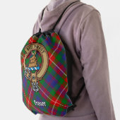 Clan Fraser of Lovat Crest over Tartan Drawstring Bag (Insitu)