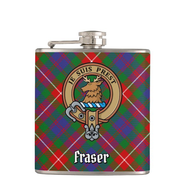 Clan Fraser of Lovat Crest over Tartan Flask (Front)