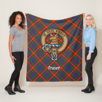 Clan Fraser of Lovat Crest over Tartan Fleece Blanket