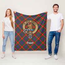 Clan Fraser of Lovat Crest over Tartan Fleece Blanket