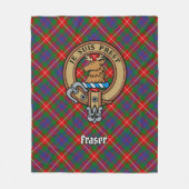 Clan Fraser of Lovat Crest over Tartan Fleece Blanket (Front)