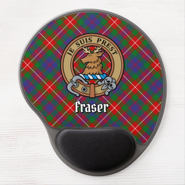 Clan Fraser of Lovat Crest over Tartan Gel Mouse Pad (Front)