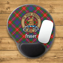 Clan Fraser of Lovat Crest over Tartan Gel Mouse Pad